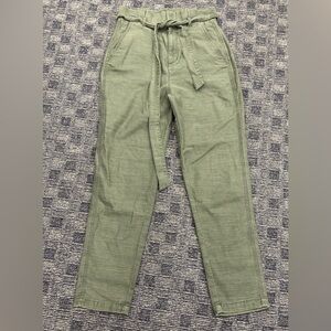 Express Extreme High Rise Stretch Green Paperbag Cargo Trouser Pants